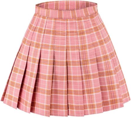 Plaid Skirt for Women with Shorts High Waist Pleated Skater Skirts for Schoolgirl