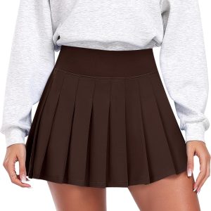 Womens Pleated Skirt with Shorts Tennis Skirt  Mini Skater Skirts Skorts with Pockets