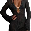 Women Beach Crochet Cover Ups Summer Knit Swimwear Mesh Bathing Suit Hollow Out Dress  Vacation Swimsuit