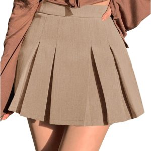 Women's Pleated Skirt High Waisted A Line Casual Mini Skirts