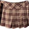 Women's Plaid Mini Skirts Pleated Hem Uniform Skater Skirt Built in Shorts