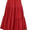 Women Summer Casual Elegant Smock Layered Tiered Maxi Skirt High Waisted A Line Flowy Long Skirts with Pockets