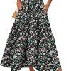 Long Skirts for Women High Waist A Line Skirt Casual Flowy Tiered Skirt with Pockets Summer Floral  Skirt