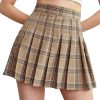 Pleated Skirts for Women Y2k Mini Skirt High Waist A-Line Uniform Skorts Plaid Cheer Skort