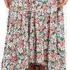 Women Long Skirts  Floral Elastic High Waist Asymmetrical Hem Midi Skirt