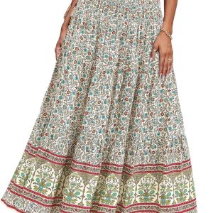 Summer Maxi Skirts for Women  Fashion  Long Skirt Trendy Floral High Waist A Line Beach Skirt Vacation Outfit