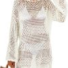 Women Swimsuit Crochet Swim Cover Up  Summer Bathing Suit Swimwear Mesh Knit Beach Dress Vacation Outfits