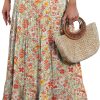 Women Maxi Skirt Elastic High Waist Swing Tiered A-line Flowy Pleated  Beach Vacation Long Skirts